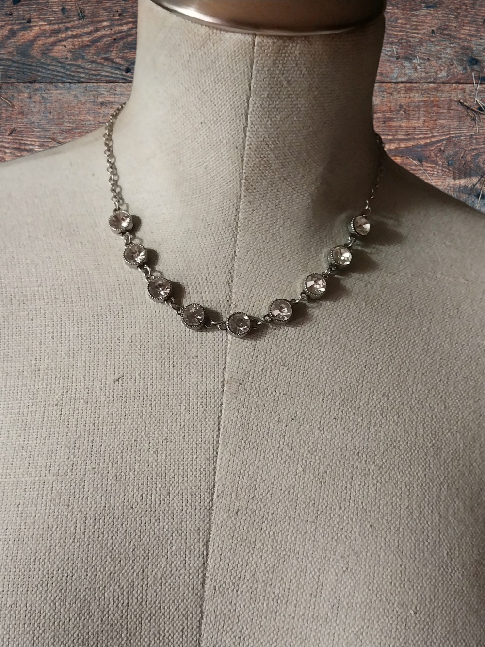 Vintage Crystal Station Necklace